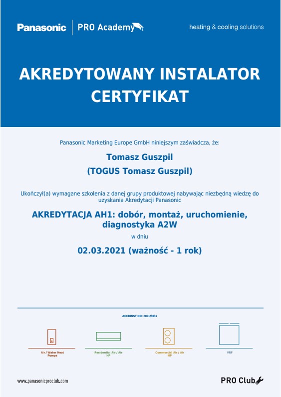 Akredytacja Panasonic